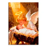 Виниловый магнит Младенец Иисус и ангел MI204