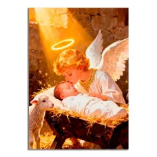 Виниловый магнит Младенец Иисус и ангел MI204