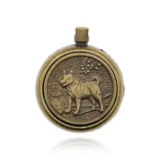 Кулон Восточный гороскоп Собака с молитвенным барабаном, d.2,5см BJK292-01