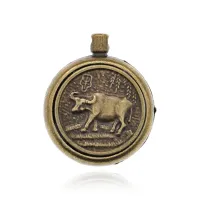 Кулон Восточный гороскоп Бык с молитвенным барабаном, d.2,5см BJK292-03