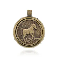 Кулон Восточный гороскоп Лошадь с молитвенным барабаном, d.2,5см BJK292-11