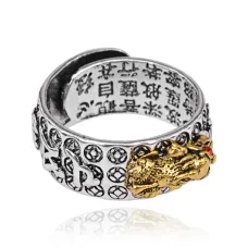 Безразмерное кольцо Пи Щу с монетой, 9мм KL215-01