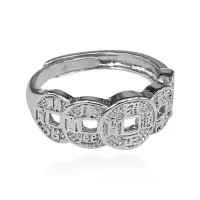 Безразмерное кольцо Пять монет, 7мм, цвет серебряный KL224