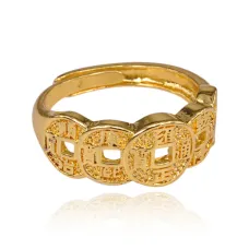 Безразмерное кольцо Пять монет, 7мм, цвет золотой KL225