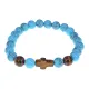 Браслет с крестом из Тигрового глаза, Бирюза, 8мм BSHE-17-05
