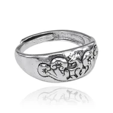 Безразмерное кольцо Восточный гороскоп, 9мм, Коза KL241-08