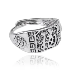 Безразмерное кольцо Иероглиф Фу (Богатство), 10мм KL244