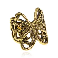 Безразмерное кольцо Бабочка, 21мм, цвет золотой KL250-01