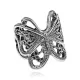 Безразмерное кольцо Бабочка, 21мм, цвет серебряный KL250-02