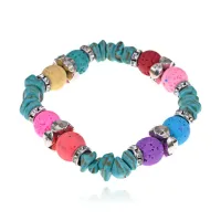 Браслет с бусинами из бирюзы и лавы, 1 см BJBS-325