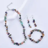 Комплект из натуральных и синтетических камней (бусы, браслет и серьги) NJ022-02