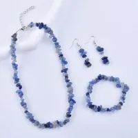 Комплект из натурального содалита (бусы, браслет и серьги) NJ022-05