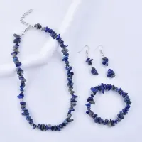 Комплект из натурального лазурита (бусы, браслет и серьги) NJ022-06