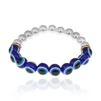 Браслет от сглаза с искусственным жемчугом и стразами, 10мм BS555