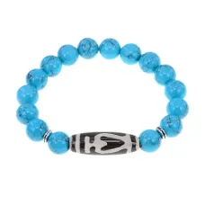 Браслет бусиной Дзи Бумпа и синт.камнем Бирюза BSDS-13-05