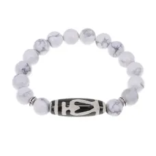 Браслет бусиной Дзи Бумпа и нат.камнем Кахолонг BSDS-13-07