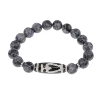 Браслет бусиной Дзи Бумпа и нат.камнем Лабрадор BSDS-13-08