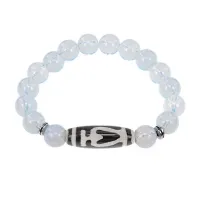 Браслет бусиной Дзи Бумпа и синт.камнем Лунный камень BSDS-13-11