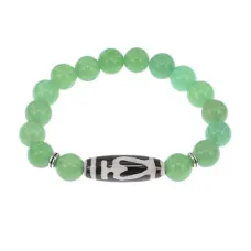 Браслет бусиной Дзи Бумпа и нат.камнем Нефрит BSDS-13-13