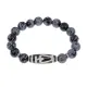 Браслет бусиной Дзи Бумпа и нат.камнем Снежный обсидиан BSDS-13-14