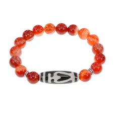 Браслет бусиной Дзи Бумпа и нат.камнем Сердолик BSDS-13-17