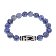 Браслет бусиной Дзи Бумпа и нат.камнем Содалит BSDS-13-18