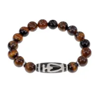 Браслет с бусиной Дзи Бумпа и натуральным камнем Тигровый глаз BSDS-13-19