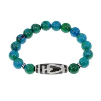 Браслет бусиной Дзи Бумпа и синтетическим камнем Хризоколла BSDS-13-21