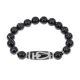Браслет бусиной Дзи Бумпа и нат.камнем Черный агат BSDS-13-23