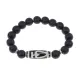 Браслет бусиной Дзи Бумпа и синт.камнем Шунгит BSDS-13-24