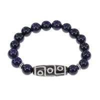 Браслет с 9-глазой бусиной Дзи и синт.камнем Синий авантюрин BSDS-15-02
