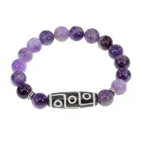 Браслет с 9-глазой бусиной Дзи и нат.камнем Аметист BSDS-15-03