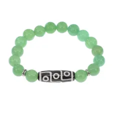Браслет с 9-глазой бусиной Дзи и нат.камнем Нефрит BSDS-15-13