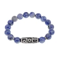 Браслет с 9-глазой бусиной Дзи и нат.камнем Содалит BSDS-15-18