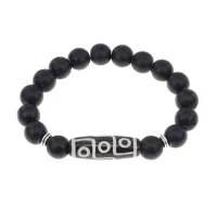 Браслет с 9-глазой бусиной Дзи и синт.камнем Шунгит BSDS-15-24