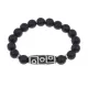 Браслет с 9-глазой бусиной Дзи и синт.камнем Шунгит BSDS-15-24