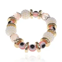 Браслет от сглаза с искусственным жемчугом, 15мм, цвет розовый BS562-02