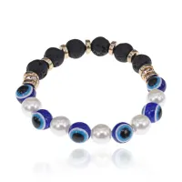 Браслет от сглаза с жемчугом и лавой, 10мм BS563-01