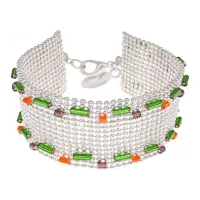 Браслет с бисером, цвет зеленый, оранжевый, фиолетовый UF024-1