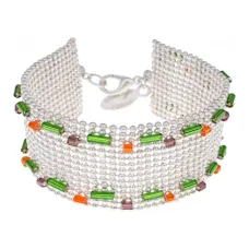 Браслет с бисером, цвет зеленый, оранжевый, фиолетовый UF024-1