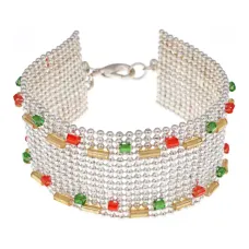 Браслет с бисером, цвет желтый, зеленый, красный UF024-2