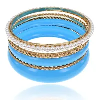 Набор из 7 браслетов, цвет голубой UF030