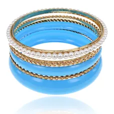 Набор из 7 браслетов, цвет голубой UF030