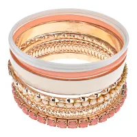 Набор из 9 браслетов со стразами, цвет нежно-розовый UF031-2