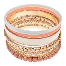 Набор из 9 браслетов со стразами, цвет нежно-розовый UF031-2
