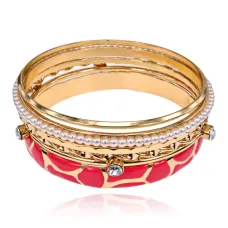 Набор из 6 браслетов, цвет ярко-розовый UF032-C