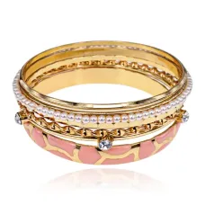 Набор из 6 браслетов, цвет нежно-розовый UF032-P