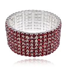 Браслет со стразами, цвет красный, 2,5см UF033
