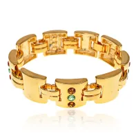 Браслет со стразами, цвет золотой, 1,5см UF038