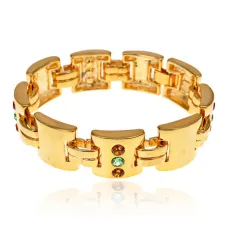 Браслет со стразами, цвет золотой, 1,5см UF038